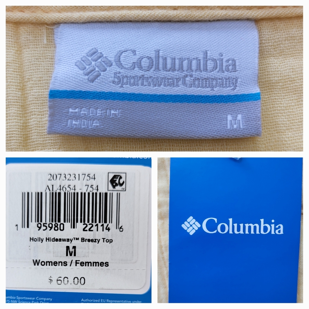 COLUMBIA Women's Holly Hideaway Breezy Short Sleeve Top - Size M - Yellow (NWT) - Picture 12 of 13